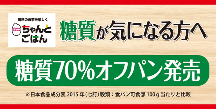 糖質が気になる方のために「糖質70％オフパン」好評発売中